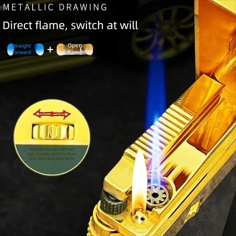 Фото Зажигалка Calories Double Fire Sound Lighter Caibei, надувная, ветрозащитная, прямого пламени, высококачественная, оригинальная, с двойным переключением пламени, подарочная. №2