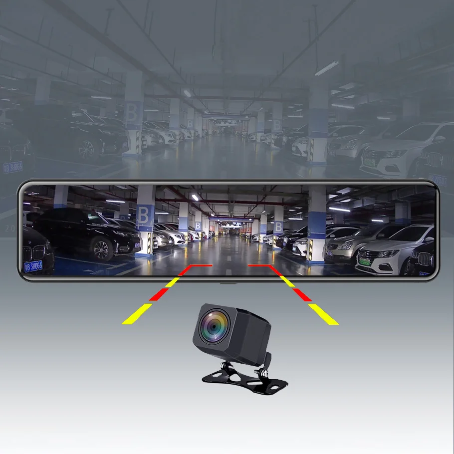 $108.00 4K Video 12 Inch Rear View Mirror Recorder Dash Cam WIFI GPS Track Car DVR Sony IMX415 Ultra HD 3840*2160P Camera for Phone App