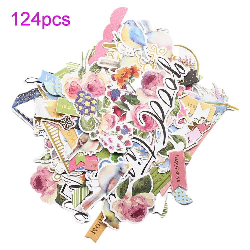 

Creative Path Paper Die Cuts Shapes Embellishments Ephemera 124pcs Pack Foil Craft Scrapbooking Cardmaking Journaling Decoration