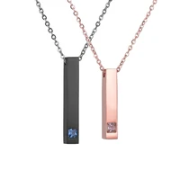 rectangle pendant necklace for couple stainless steel chain men women necklace valentines day anniversary gifts fashion jewelry