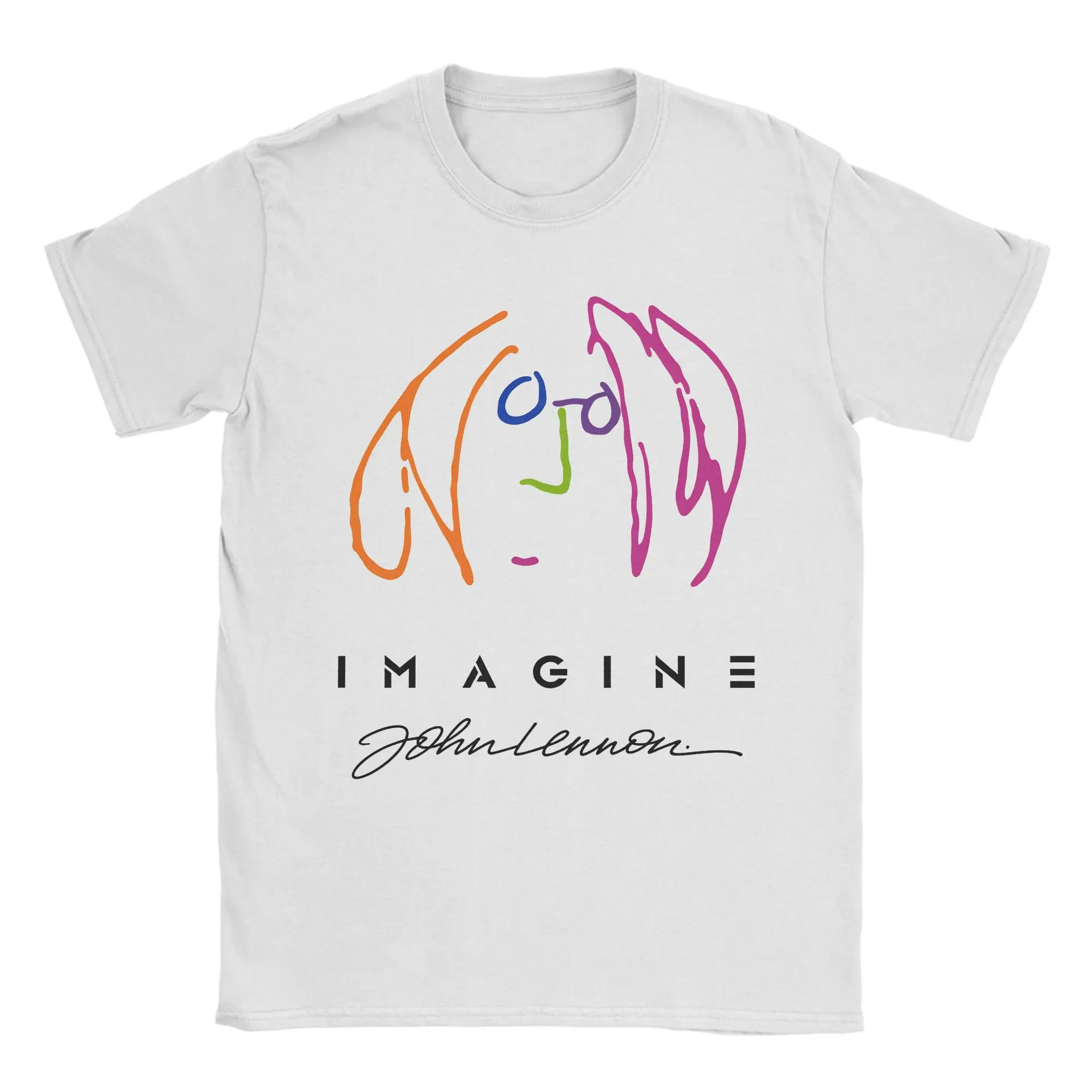 Фото Футболка JOHN LENNON IMAGINE PROMO для мужчин, футболки из 100% хлопка для отдыха, футболка с круглым вырезом и короткими рукавами, одежда 4XL 5XL №1