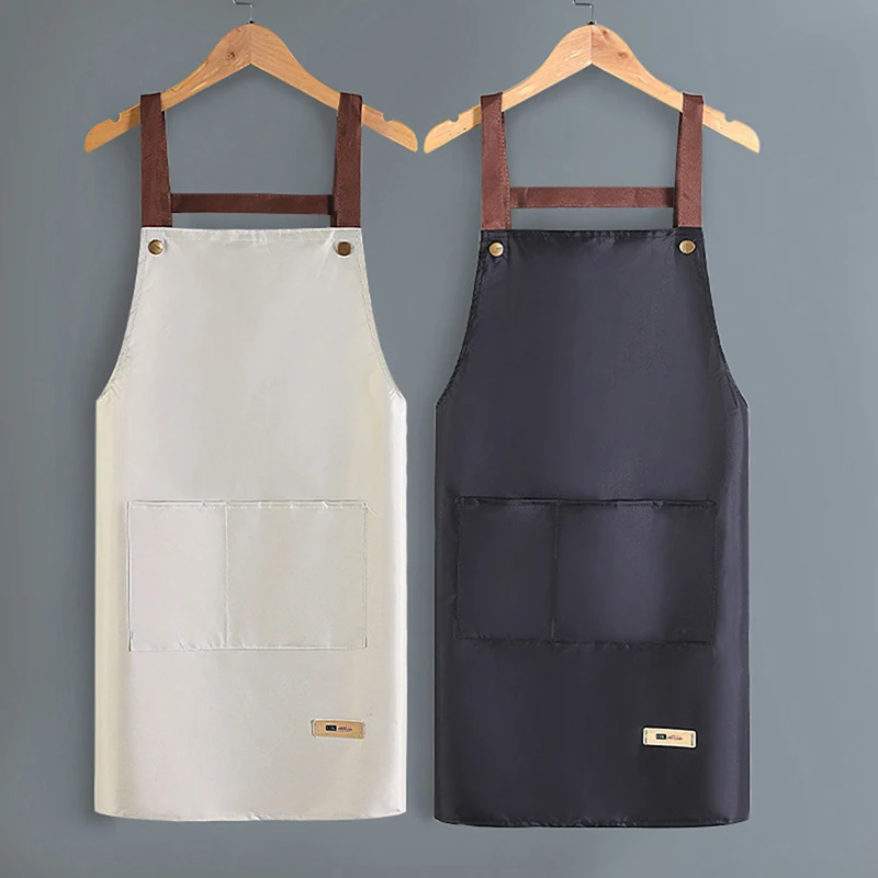 

1pc Perfessional Kitchen Apron Women Waterproof Fashion Apron with Pockets Women Taller Waiter Apron Chef Work Uniform