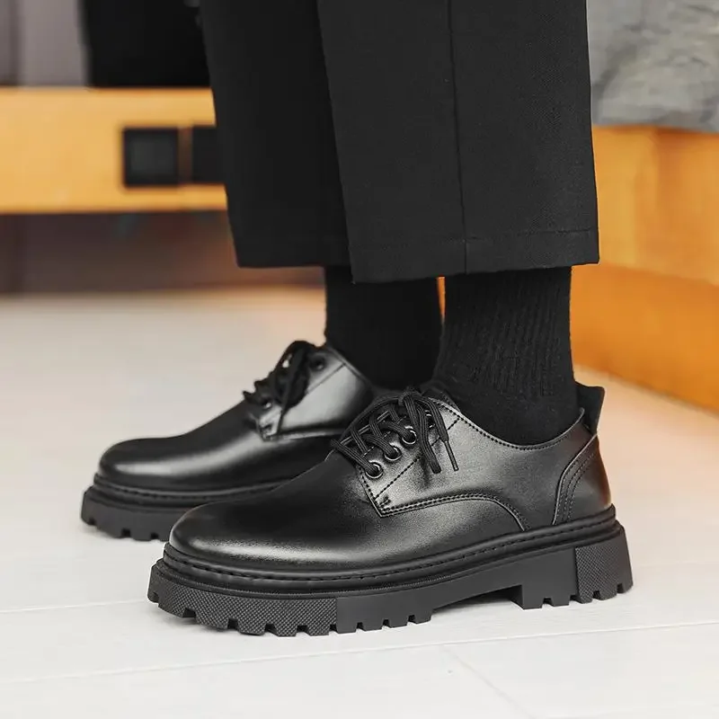 

Мужские кожаные ботинки, мужские осенние деловые ботинки, мужские повседневные Ботинки Martin в британском стиле, рабочая одежда с низким вырезом