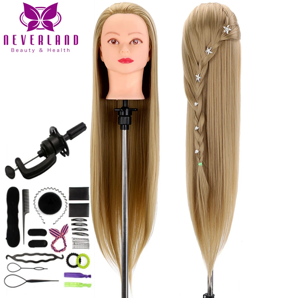 

30 Inch Doll Head High Temperature Synthetic Hair Mannequin Head for Wig Mannequin Hairdressing Hairstyles Training Head