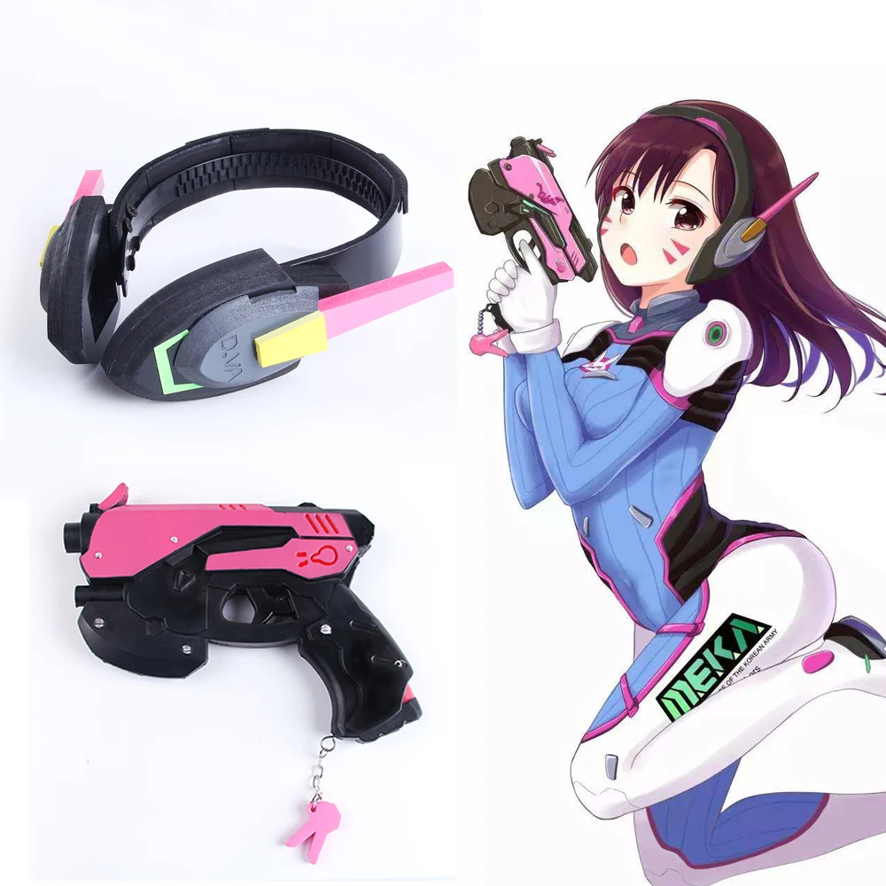 Game Overwatch D.Va Earphone Gun Hana Song DVA Weapon Pistol Cosplay Props Accessories Christmas Halloween Party Toy