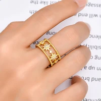 chengxun exquisite crystal star double layer opening ring for women wedding party luxury accessories wide hollow finger rings