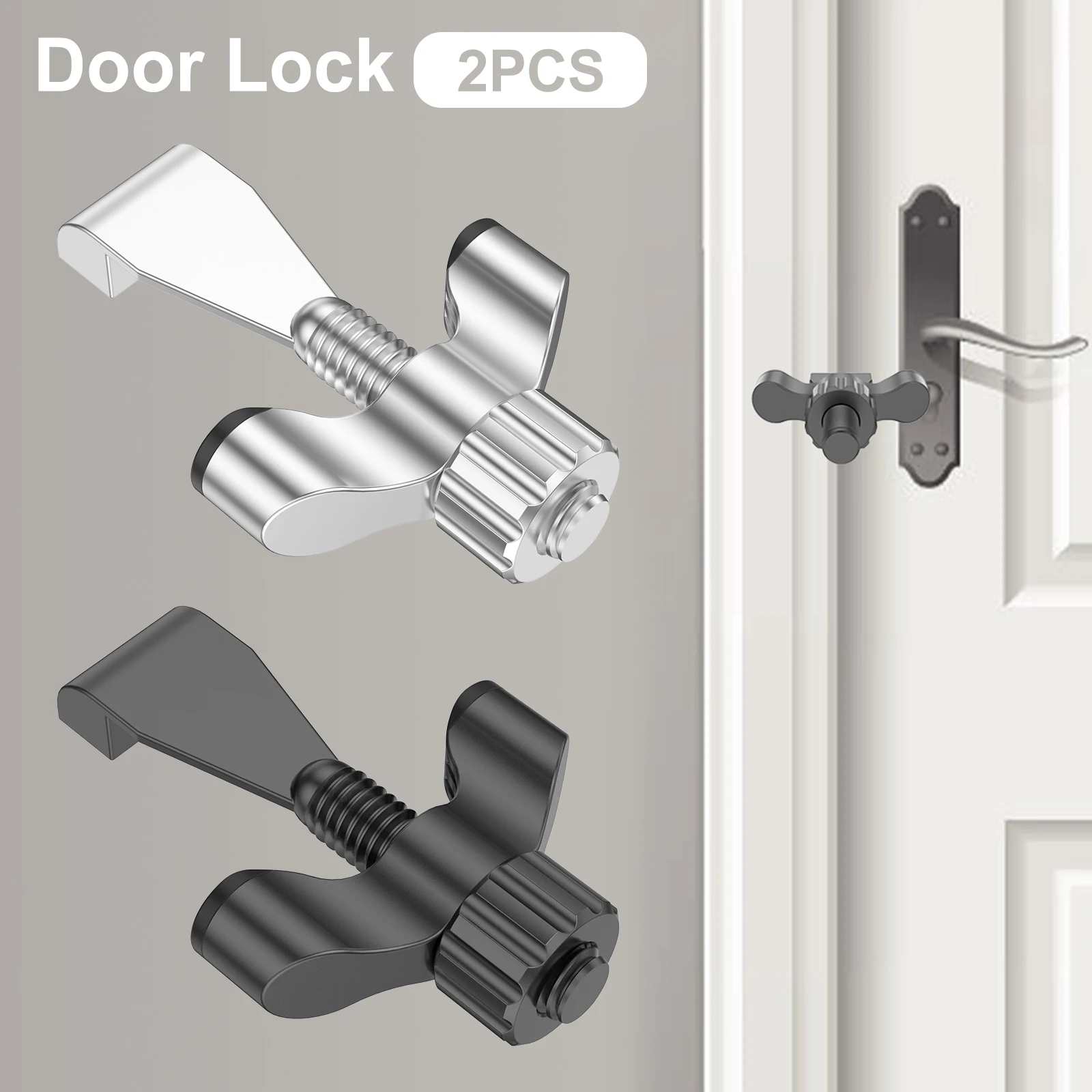 

2Pcs Portable Door Lock Zinc Alloy Security Door Lock Premium Travel Hotel Door Lock Sturdy Safety and Privacy Door Lock Home