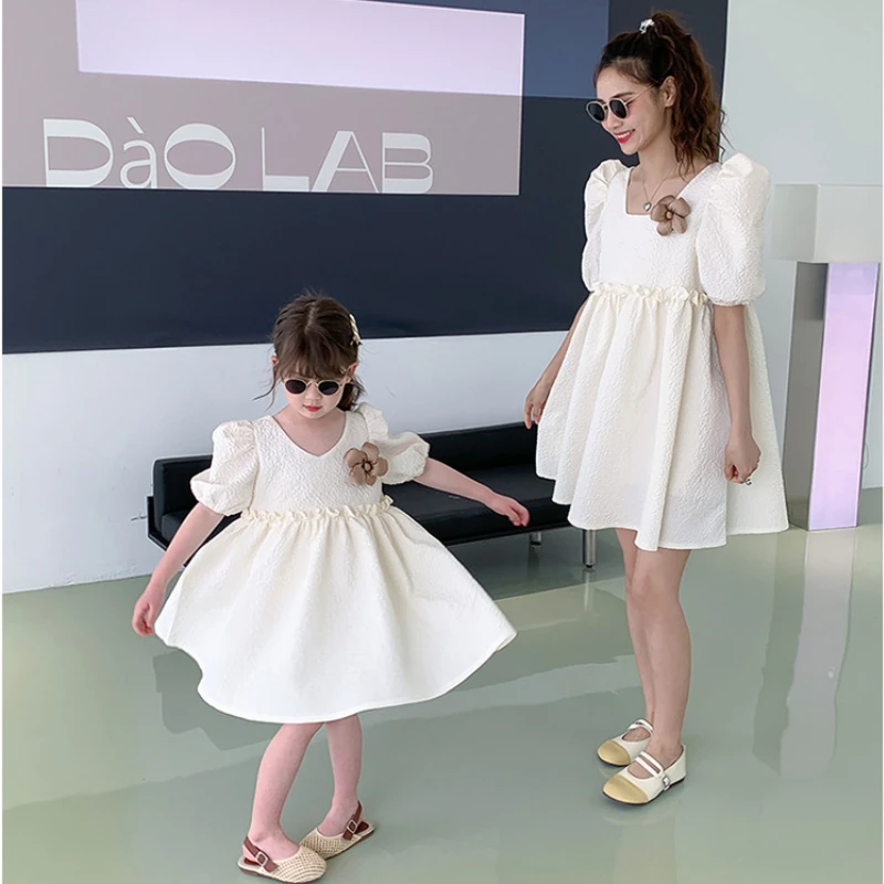 

2022 Mom And Me Summer Dress For Women Clothes Parent-Child Link Coordination Dresses Like Mother Like Daughter Same Clothing