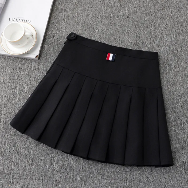 

Pure Color Pleated Skirt Women's Spring Autumn High Waist A Line Slimming Student Skirt 2021 Summer New Fashion Short Skirt