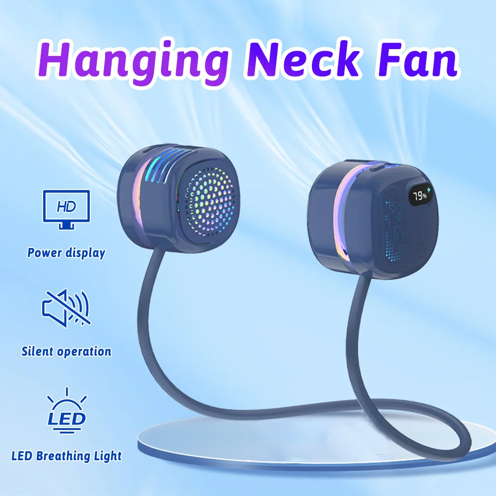 

GOONE Portable Hanging Neck fan 2000Mah Quiet Small USB Rechargeable Ai Screen display with night light mini ventilateur de cou