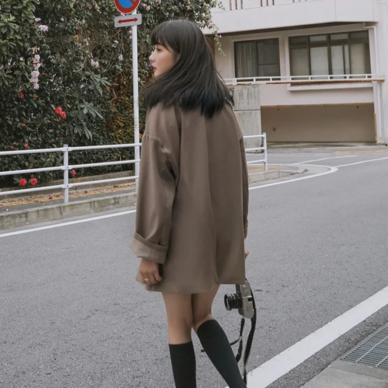 Suit Jacket 2022 Spring Autumn New Style Comfortable And Simple Long-sleeved Casual Street Style Female Office Double-breasted