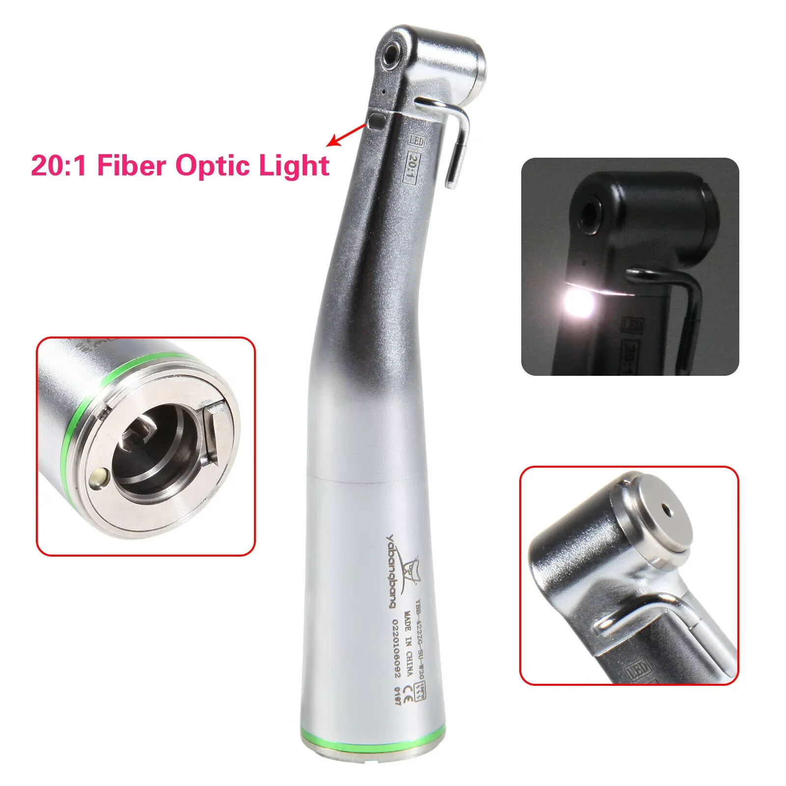 Фото Стоматологический имплантат 20:1 с LED-подсветкой/без LED-подсветки, хирургический наконечник с кнопкой-фиксатором, угловой наконечник, совместимый с KaVo/NSK №5