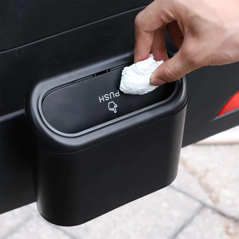 Hanging Car Trash Can Vehicle Garbage Dust Case Storage Box ABS Square Pressing Trash Bin Auto Interior Car Accessories Hot