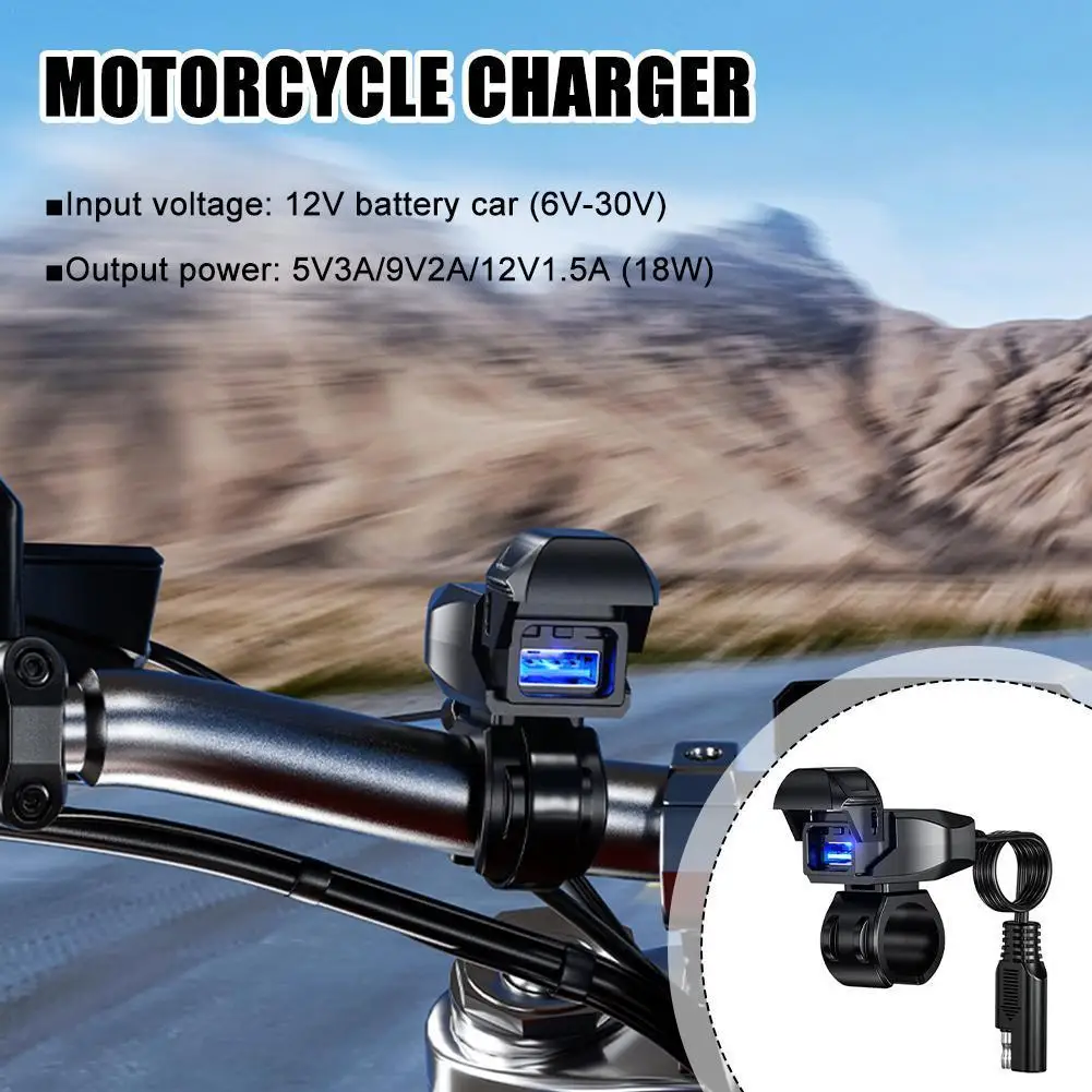 

Motorcycle Usb Mobile Phone Charger Waterproof Fast Motorcycle Universal Charge Interface 12-24v SAE Accessories O7W7