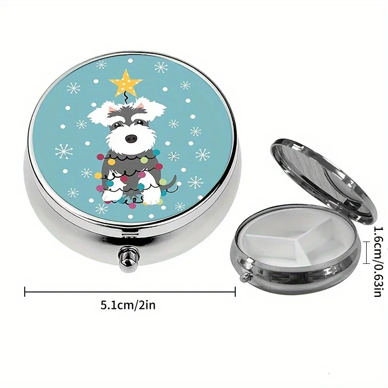 Контейнер для лекарств с рождественской елкой Шнауцер-стильный контейнер