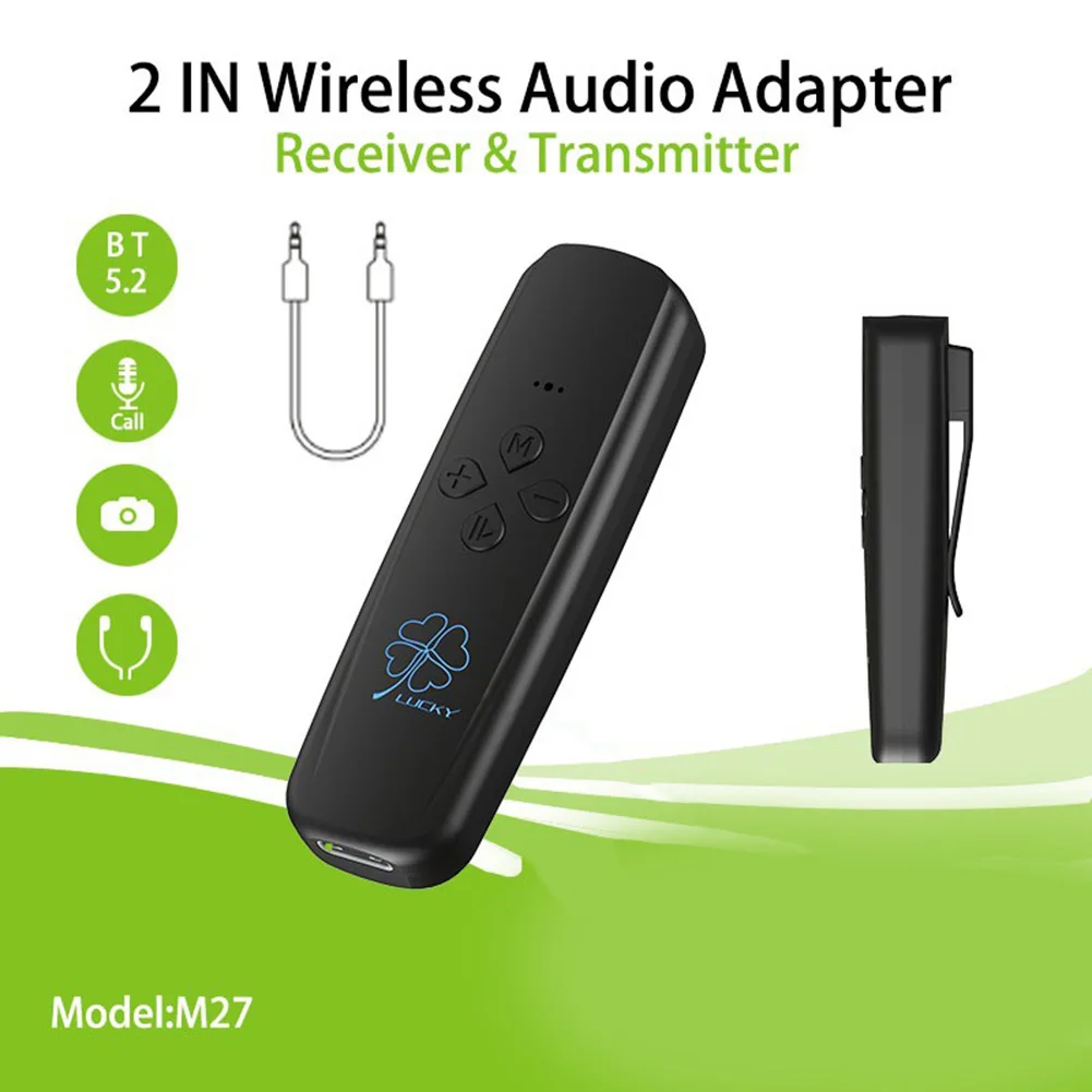 

USB Wireless BT-Compatible 5.2 Transmitter Receiver 2in1 Car Audio Adapter Wireless Audio Receiver Transmitter Adapter