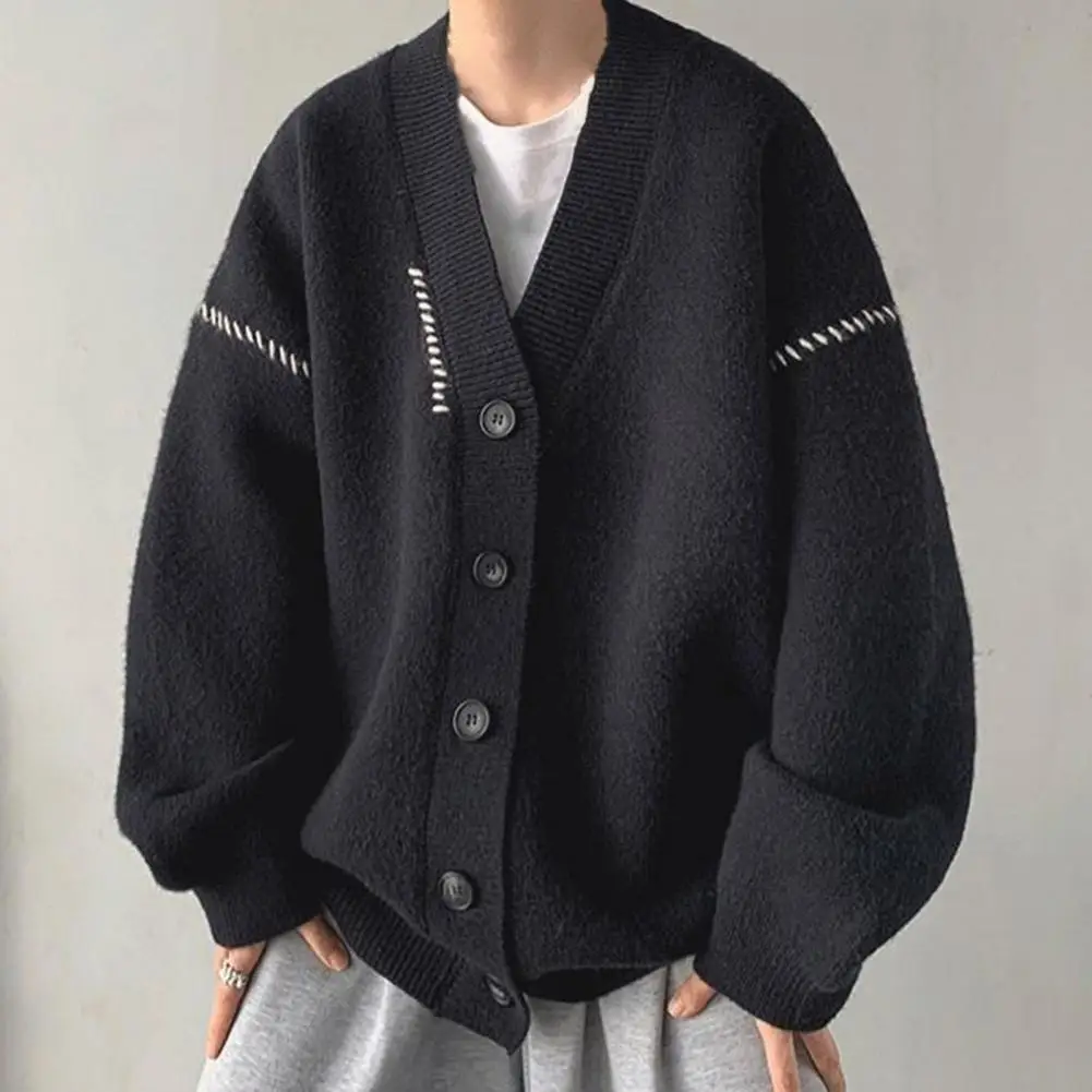 

Men Sweater Coat Chic Outwear Knit Oversized Anti-shrink Winter Sweater Coat for Home Men Coat Sweater Coat