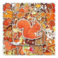 a0806 50pcs autumn squirrel forest travel diary deco stickers child gift scrapbooking kawaii decorative stationery stickers