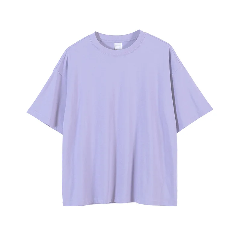 

2022 Summer New 190g Loose Oversize Men's Cotton T-shirt Tide Brand Short-sleeved Blank Solid Color T-shirt Men Casual Tops Tees