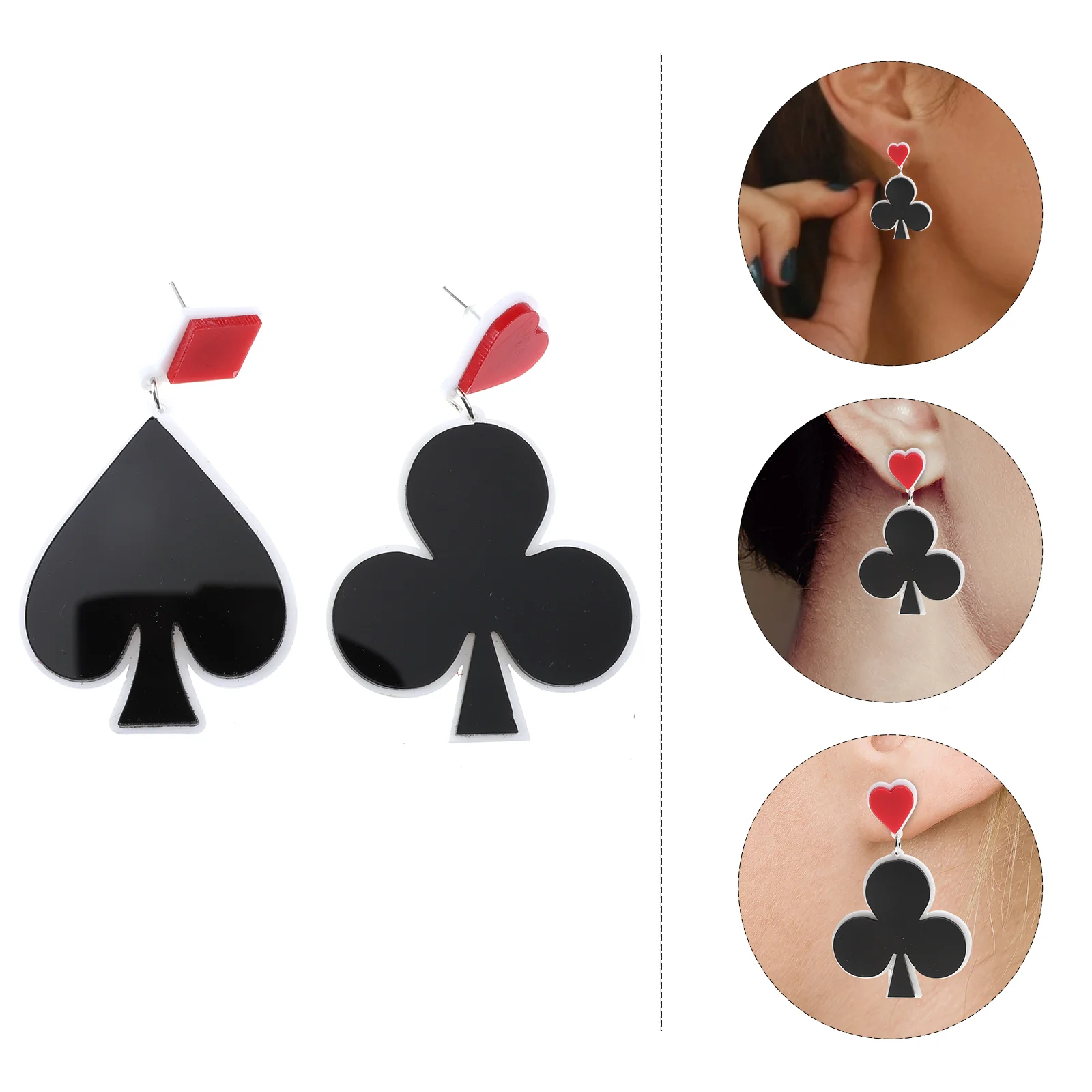 

Earrings Earring Pokerdrop Playing Acrylic Geometryparty Casino Women Ear Jewelry Ladies Pattern Necklace Chains Decorative