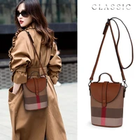 mini lattice canvas crossbody ladies bag leather zipper mobile phone bag fashion handbag women casual small shoulder bag