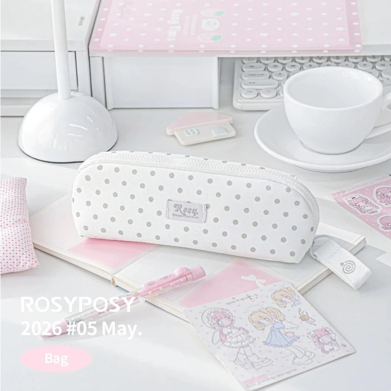 Фото Эстетичный пенал RosyPosy Aesthetic Shell Dot, портативный и легкий чехол для хранения с внутренними разделителями, сумка-органайзер для начальной школы №5