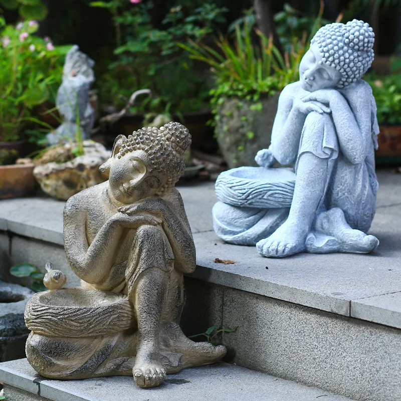 Courtyard Statue Garden Creative Chinese Buddha Statue Zen Accessories Living Room Outdoor Sitting Buddha Ornament Sculptures