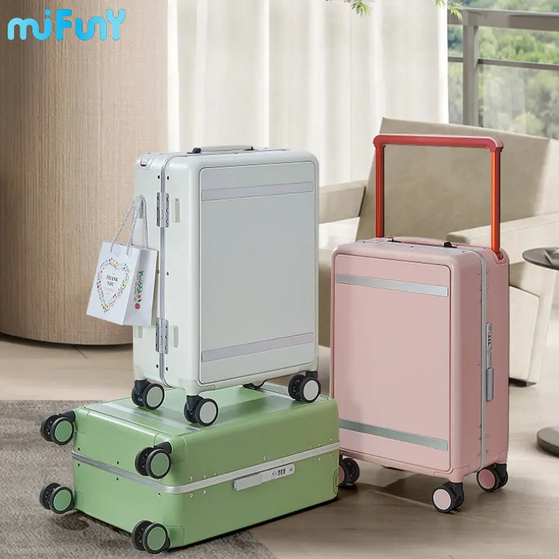 

MiFuny Rolling Luggage Aluminum Frame Wide Tie Rod Large Capacity Trolley Travel Business Suitcases Carry on Luggage with Wheels