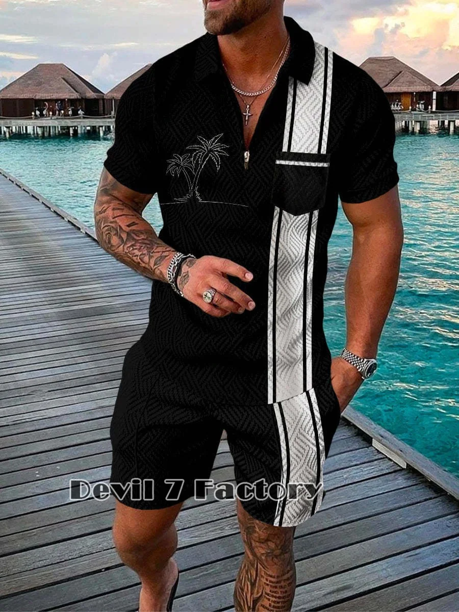 Men's Polo Shirts Short Sleeve Tracksuit Sets Summer Casual Shorts Suits Fashion 3D Print Luxury Shirts Male Clothes Streetwear