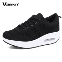 wedge platform sneakers for women 2022 new fashion casual sports shoes comfortable slip on mesh breathable female footwear
