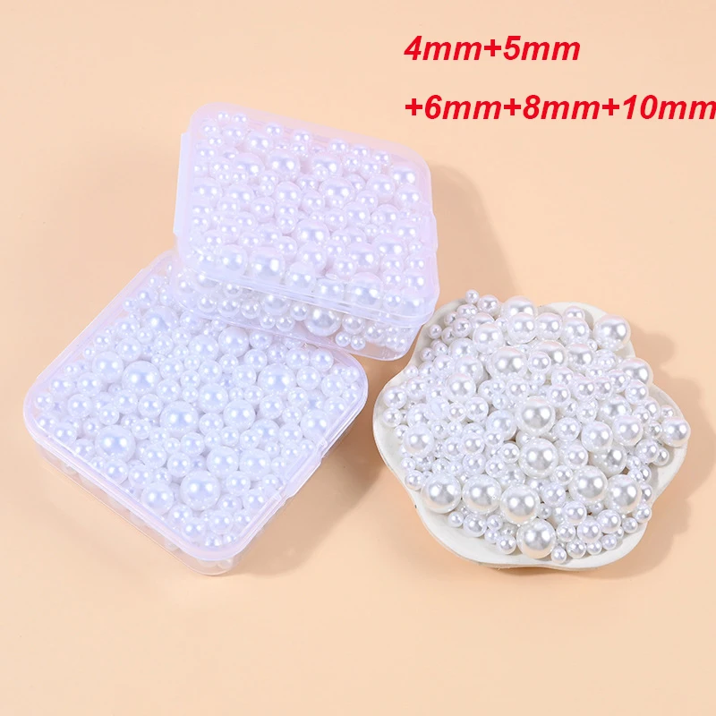 

Искусственный жемчуг 50 г/корт, 4-10 мм, Круглые Гладкие бусины, искусственный жемчуг из АБС-пластика, жемчуг без отверстий для изготовления юв...