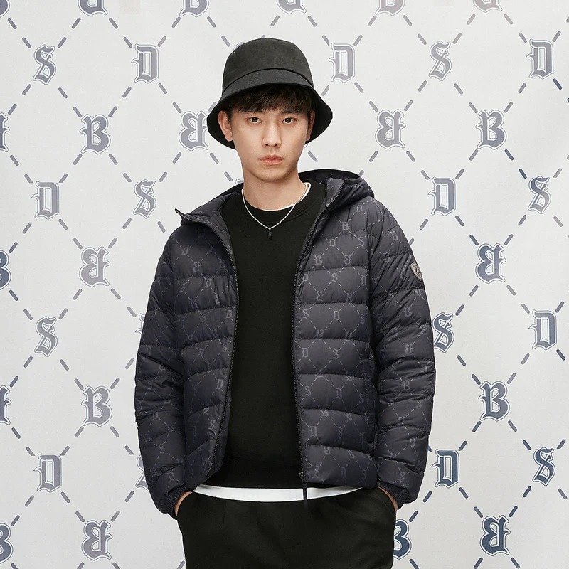 Куртка bosideng мужская с капюшоном легкий пуховик альтернативная куртка надписью