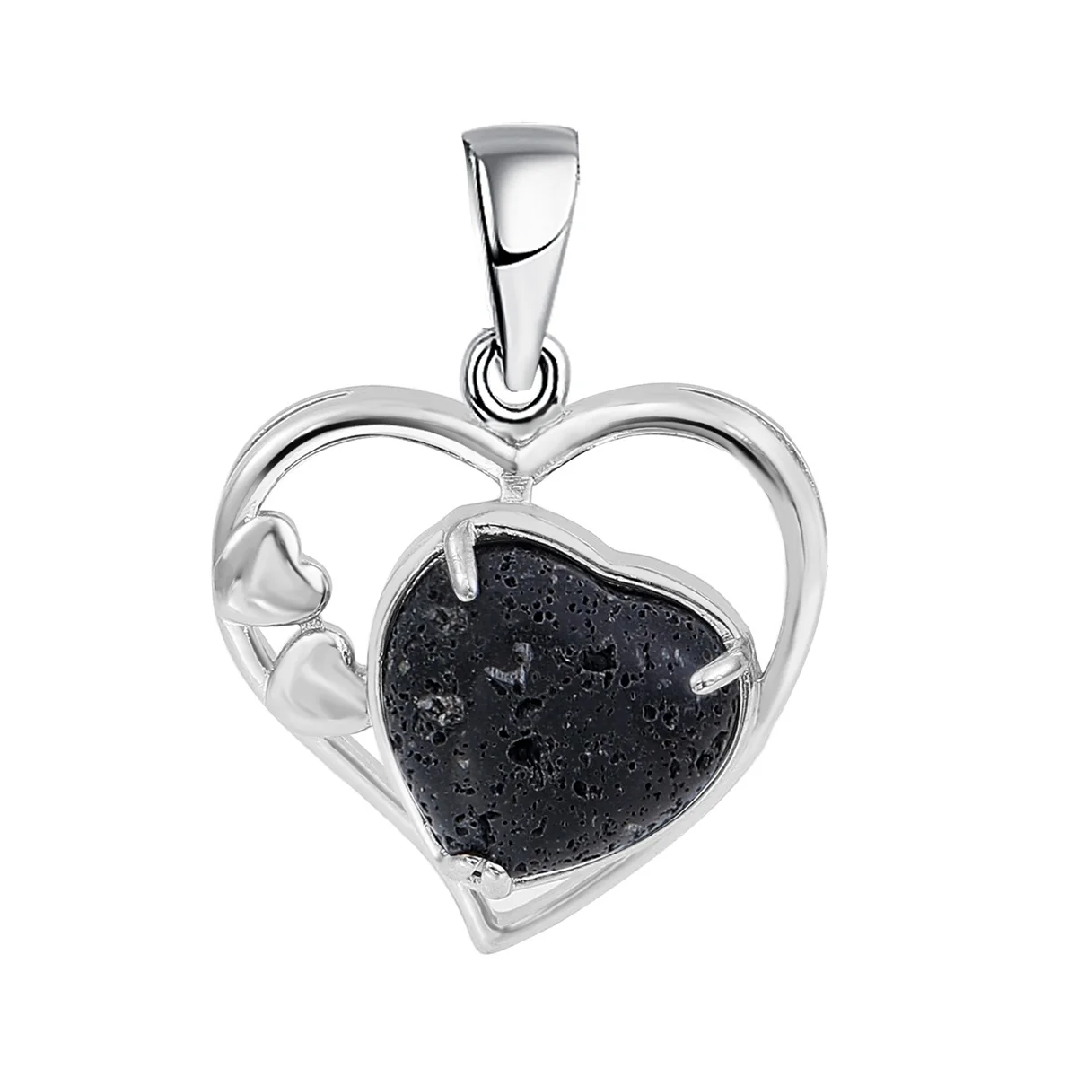 

JOYA GIFT Lava Rock Heart Pendant for Making Jewelry Necklace Healing Chakra Forever Gemstone Lucky Love Jewelry