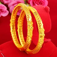 2020 new pure copper gold plated womens handmade bracelet hollow perimeter 60mm imitation gold retro jewelry wholesale price