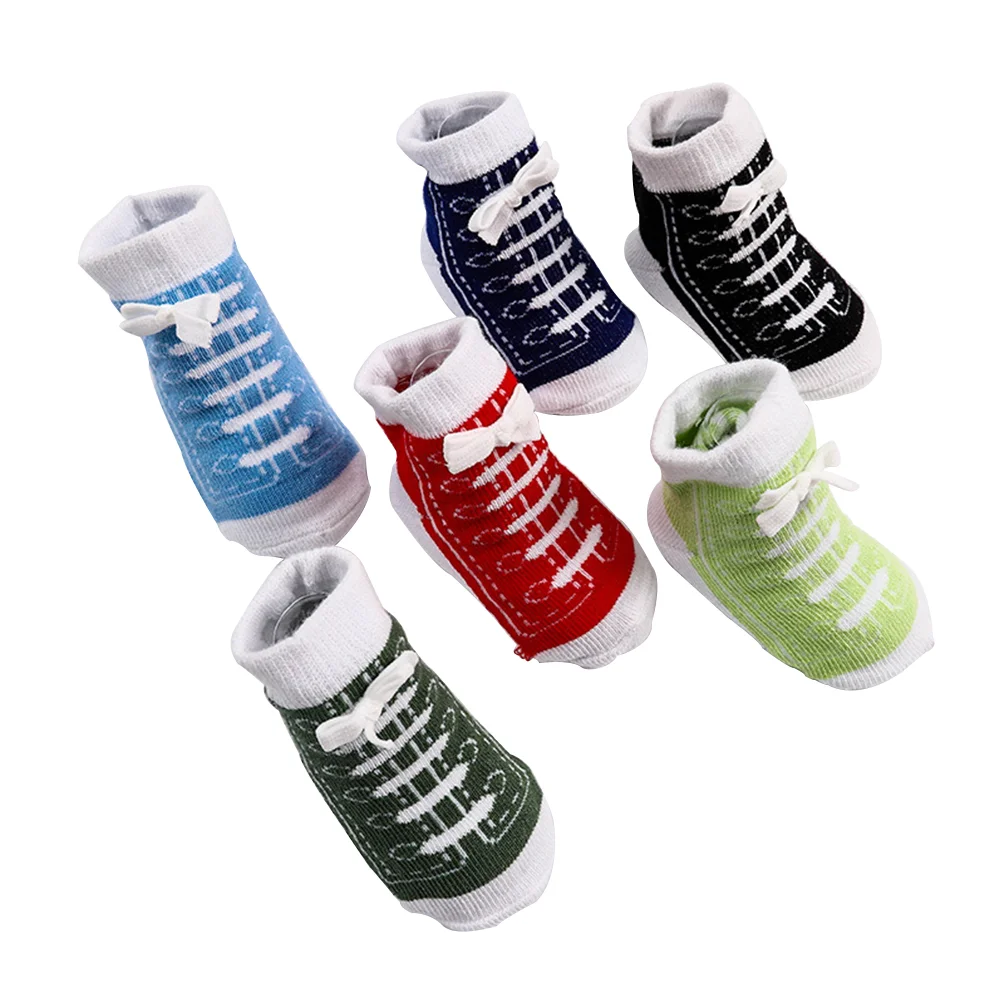 

6 Pairs Baby Shoe Socks For Baby Toddler Socks Shoe Socks Socks Kids Socks Creative Shoe Shape Socks Unisex Baby Newborn Cotton
