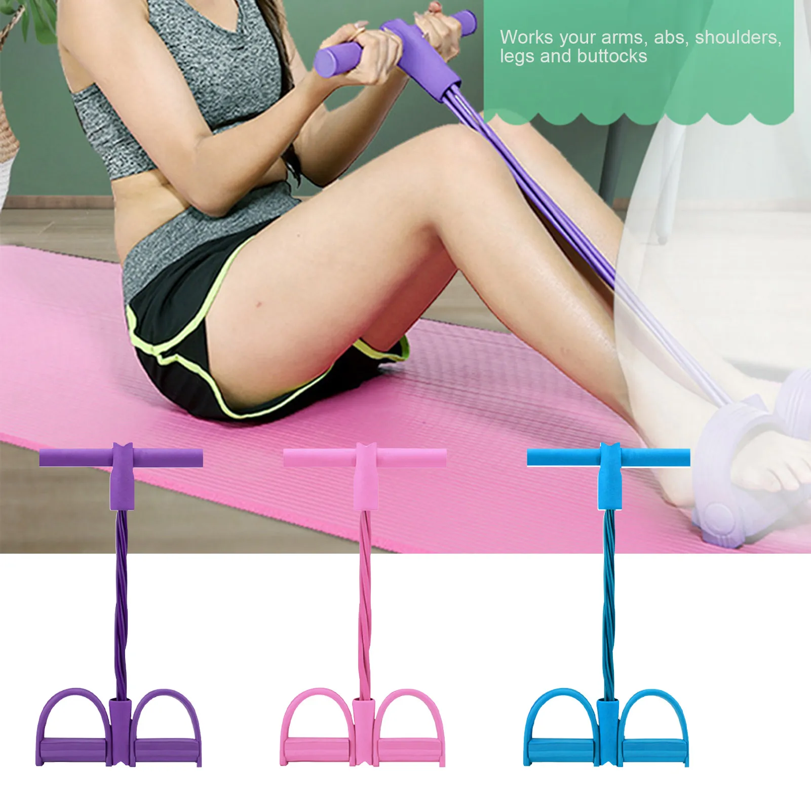 

Fitness Gum 4 Tube Resistance Bands Latex Pedal Exerciser Sit-up Pull Rope Expander Elastic Bands Yoga Equipment Pilates Workout