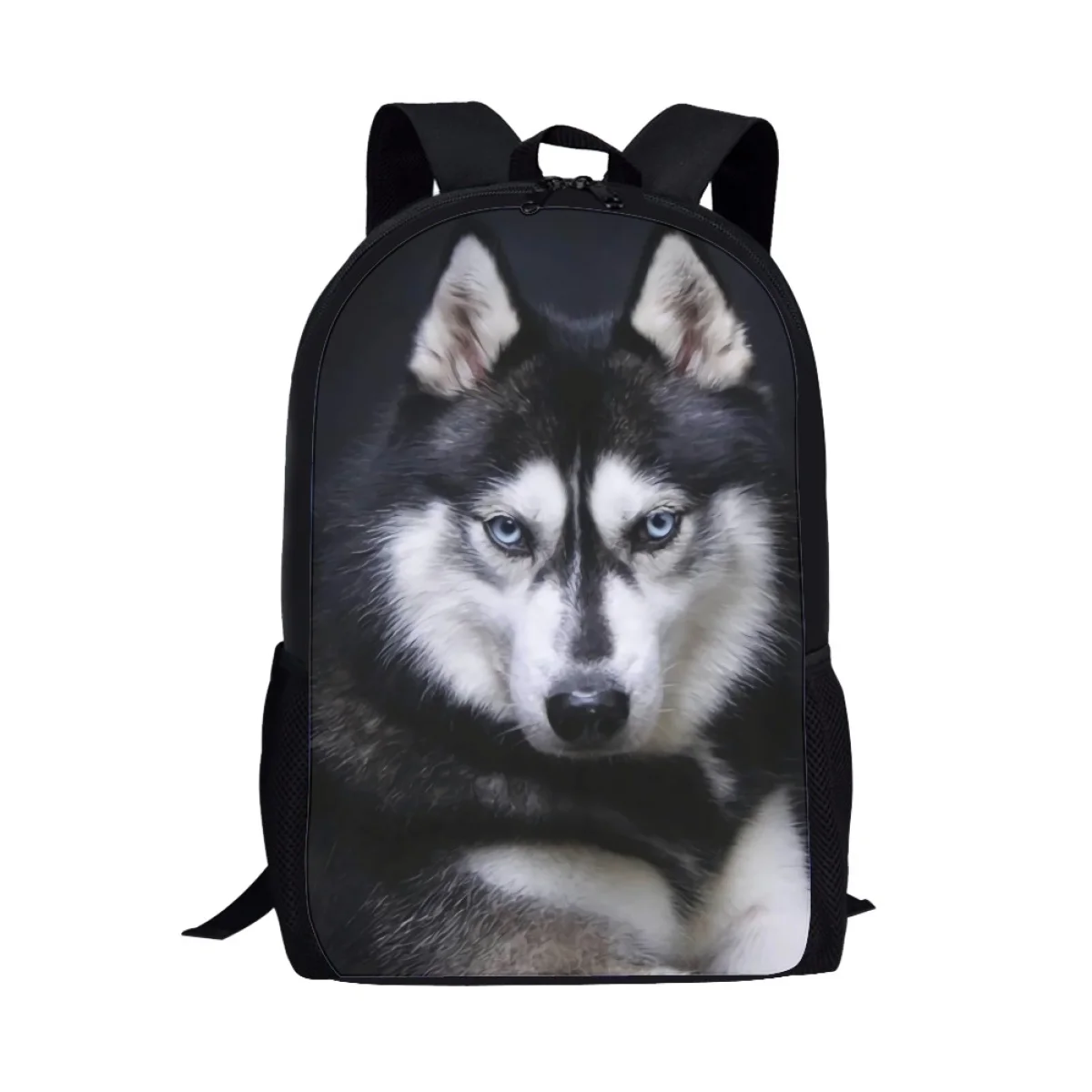 

2023 Fashion Kawaii Husky Cartoon Backpack Double Layer Work Casual Students Canvas Schoolbag Portable Dirt Resistant Satchel