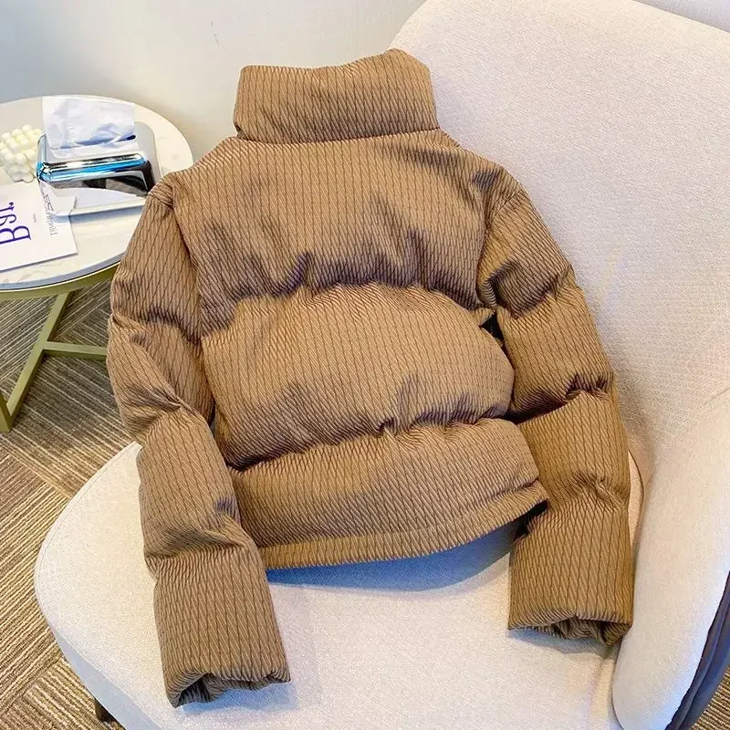 2024 зимняя короткая куртка в корейском стиле для женщин коричневые утепленные