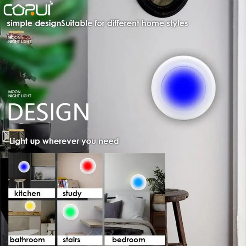 

CORUI LED ночник сенсорный сенсор Декор дистанционное управление затемнения RGBW 16 видов цветов лампа гостиная спальня ванная комната шкаф