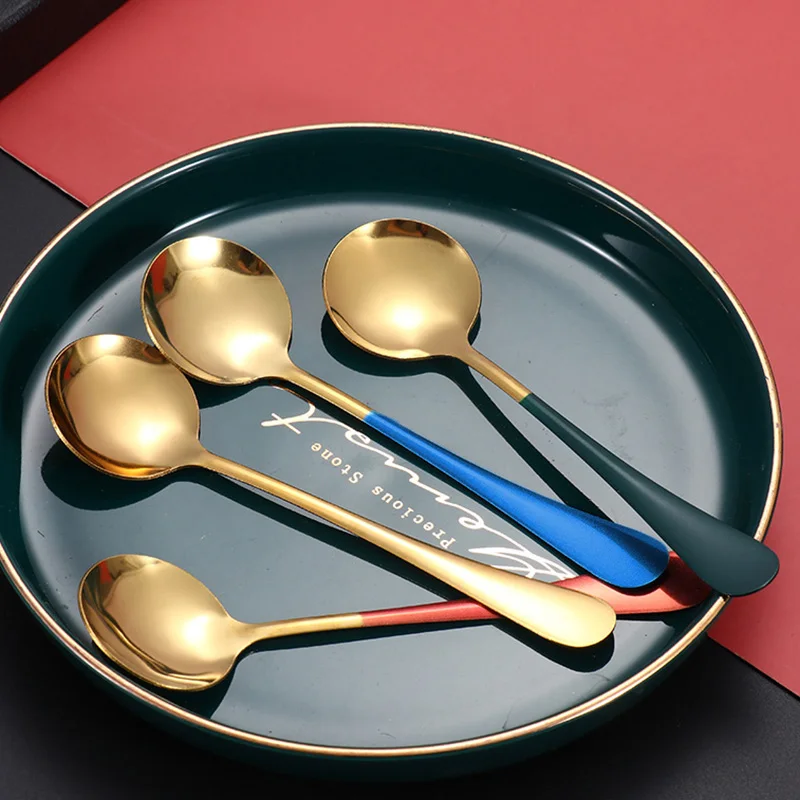 Столовая ложка из нержавеющей стали "Retro Stirring Scoop" для кофе, чая и десертов, на ужин, мороженого, арбуза, кухонной посуды, барных инструментов.