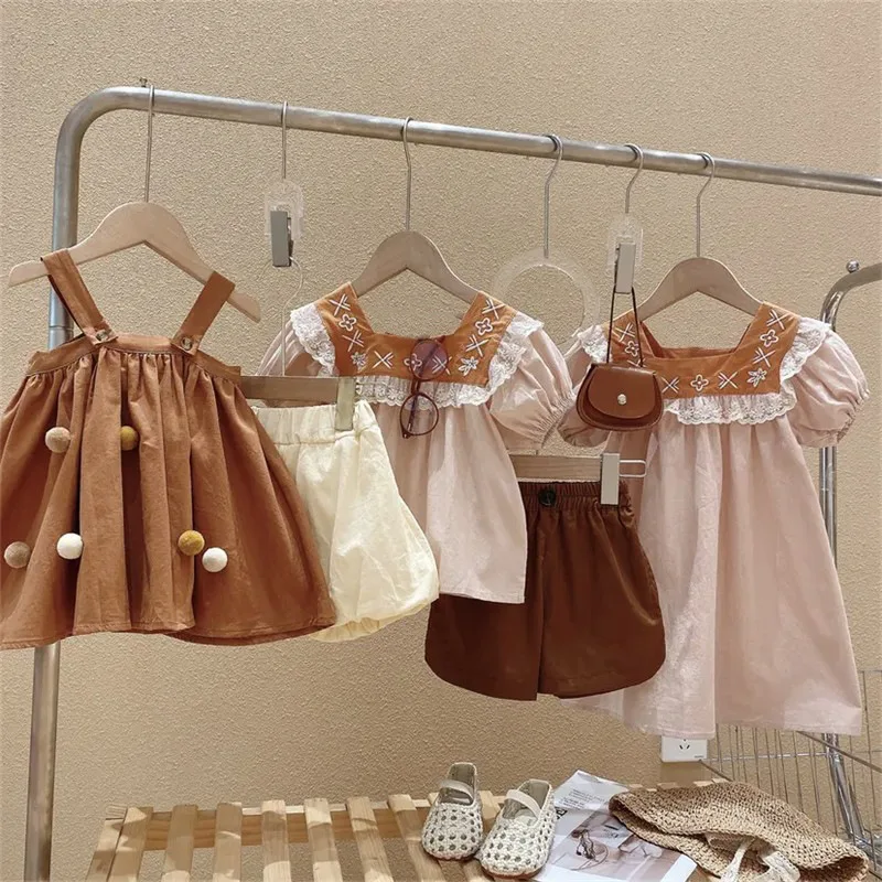 Удобный костюм для девочек в стиле мори Новинка лета года шорты из чистого хлопка