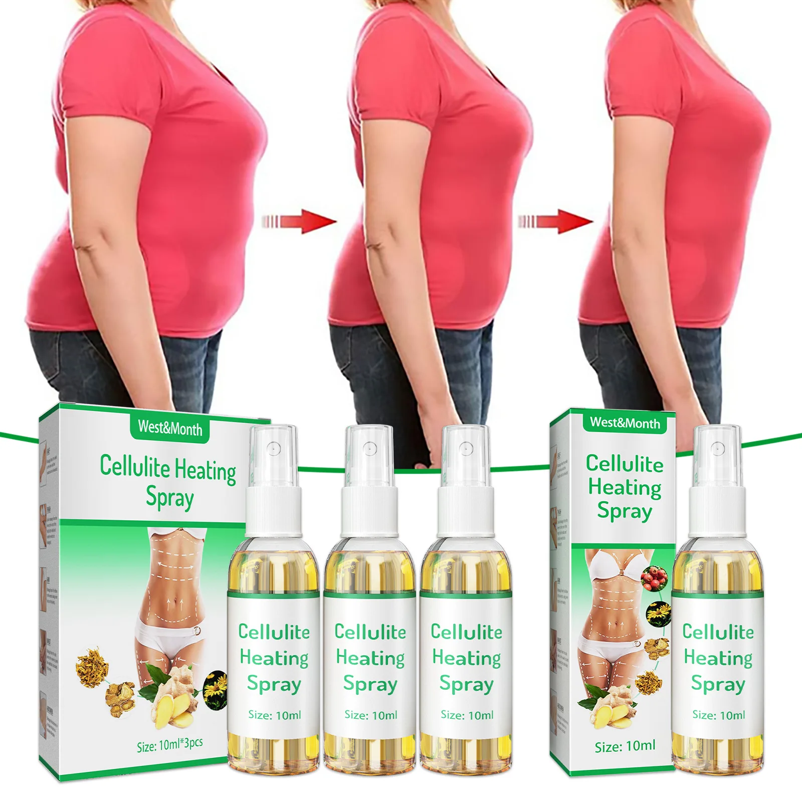 

3PCS Fat Burning Spray Slimming Eliminate Cellulite Skin Elasticity Break Down Fat Massage Improve Weight Loss Burner Skin Oil