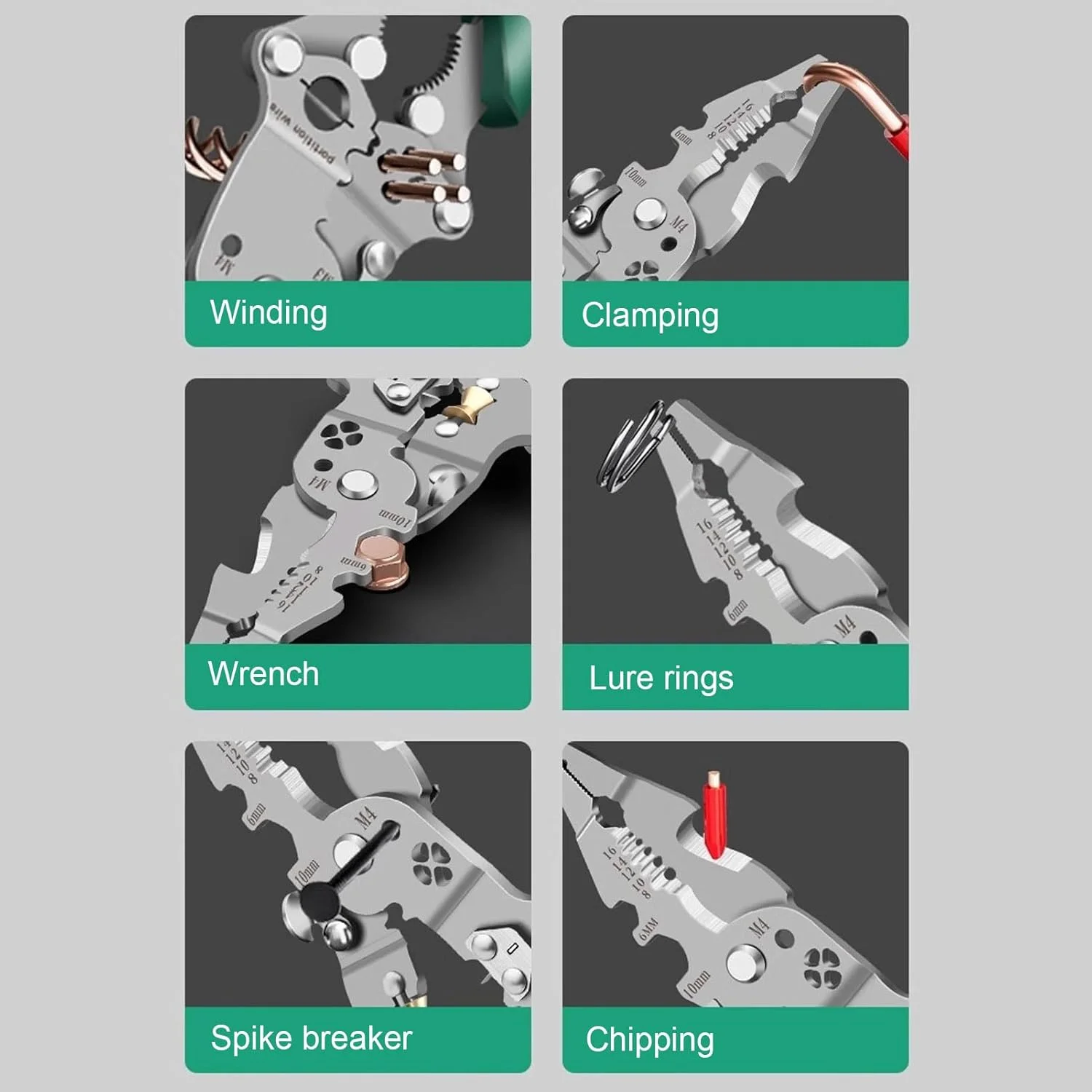 Складной инструмент для зачистки проводов 16 в 1 плоскогубцы удаления корки