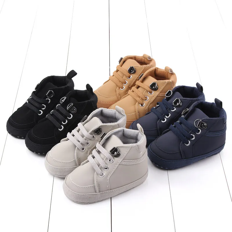 

Spring and Autumn Boys' High Top Baby Shoes Soft Sole Non Slip Walking Shoes Solid Color Baby Soft Sole Shoes Toddler Shoes Girl