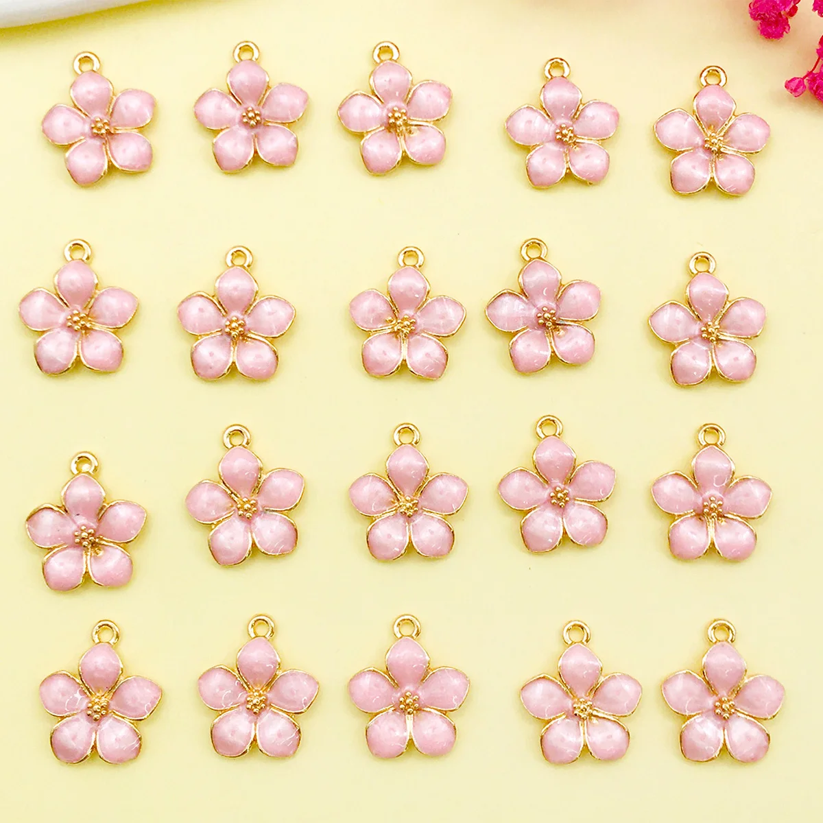 

10pcs Zinc Alloy Enamel Sakura Flowers Charms For DIY Earring Bracelet Necklace Jewelry Making Craft Accessories