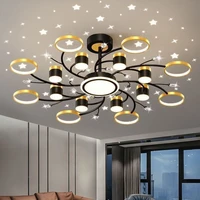nordic starry sky led ceiling chandelier dimmable gold black for bedroom childrens living room pendant lights lusters luminaire