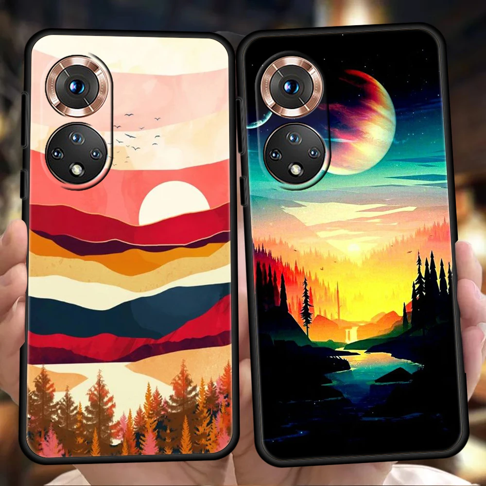 

Hand Painted Scenery Phone Case for Honor 8A 9X Pro 50 10i 20i 10 20 20S 9 8A 8S 8X 7A 5.7inch 7X Pro Lite Shockproof Soft Cover