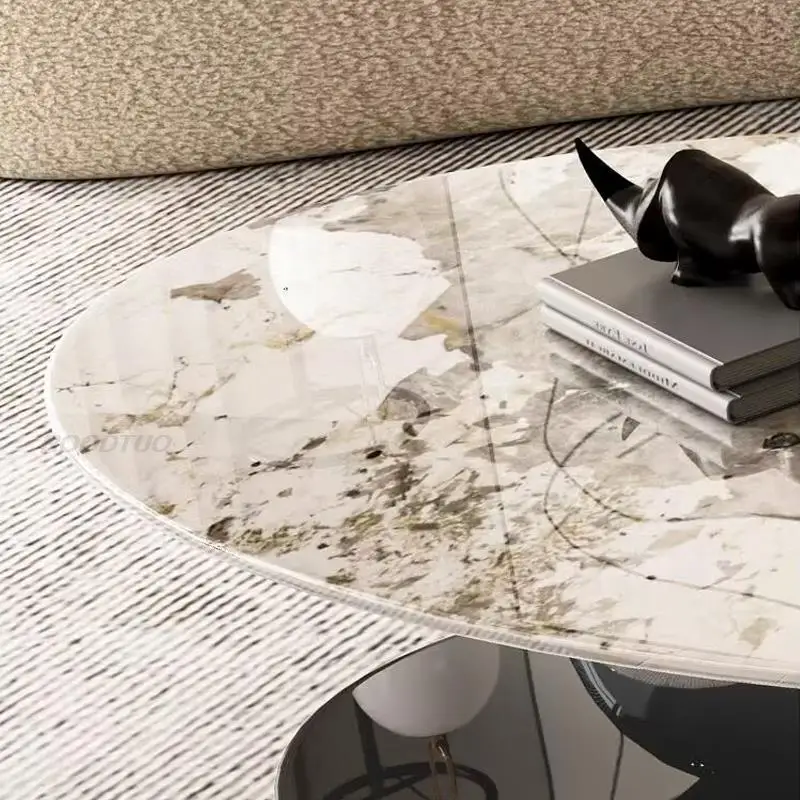 Кофейный столик в гостиную Овальный для дома устойчивый корпус из нержавеющей