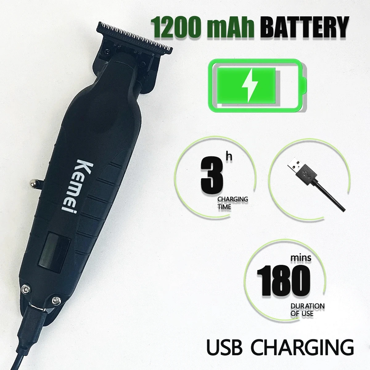 Профессиональная беспроводная перезаряжаемая машинка для стрижки волос KM2293