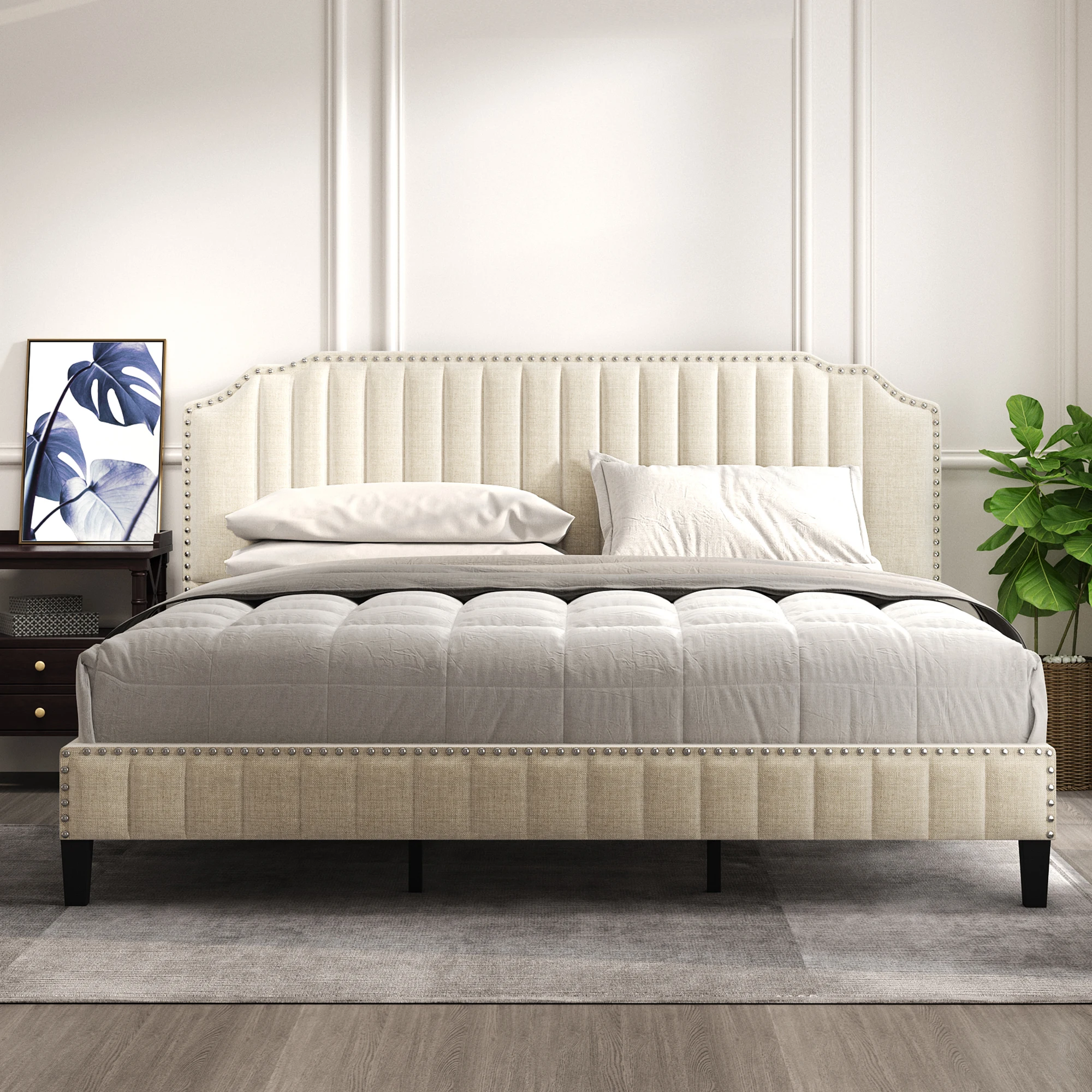 , Nailhead Trim, Beige